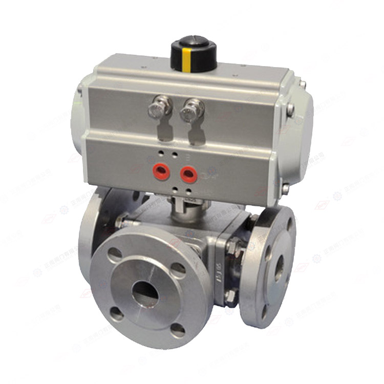 Pneumatic Three-Way Flanged Ball Valve — PVPeW 2026