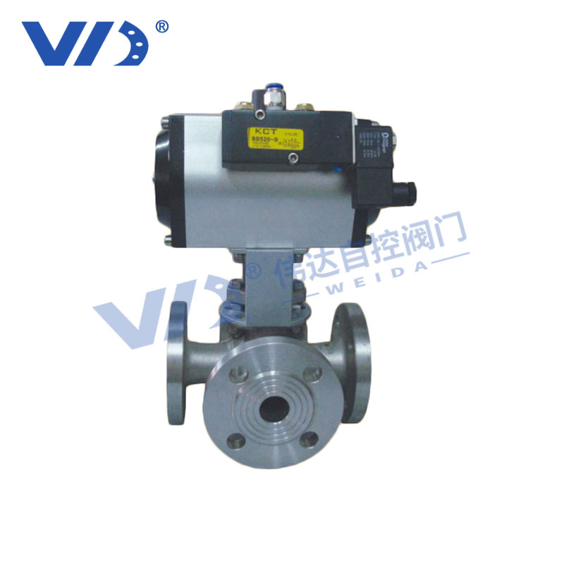 Pneumatic Three-Way Flanged Ball Valve — PVPeW 2026