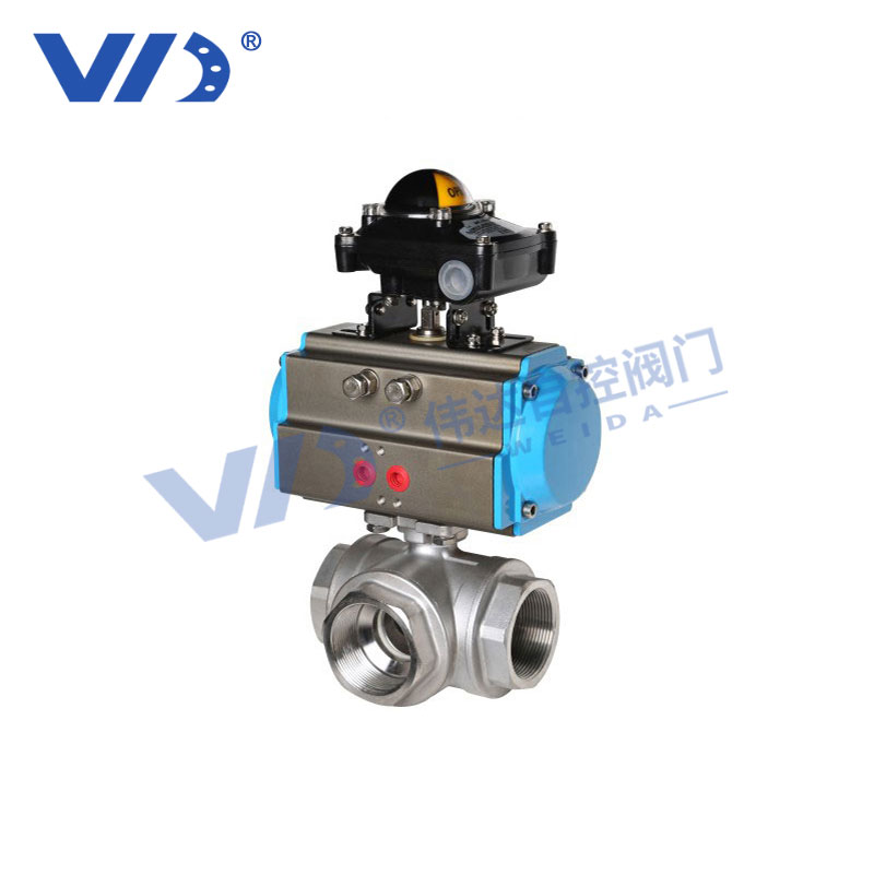 Pneumatic Female-Threaded Three-Way Ball Valve — PVPeW 2026