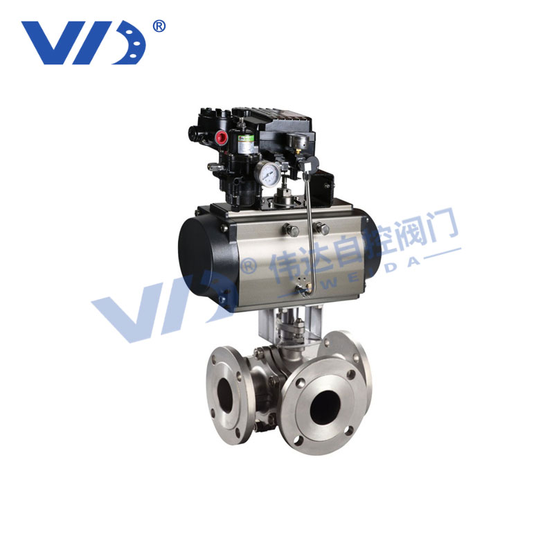 Pneumatic Three-Way Flanged Ball Valve — PVPeW 2026