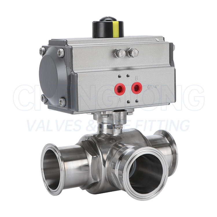 Pneumatic Clamp-End Three-Way Ball Valve — PVPeW 2026