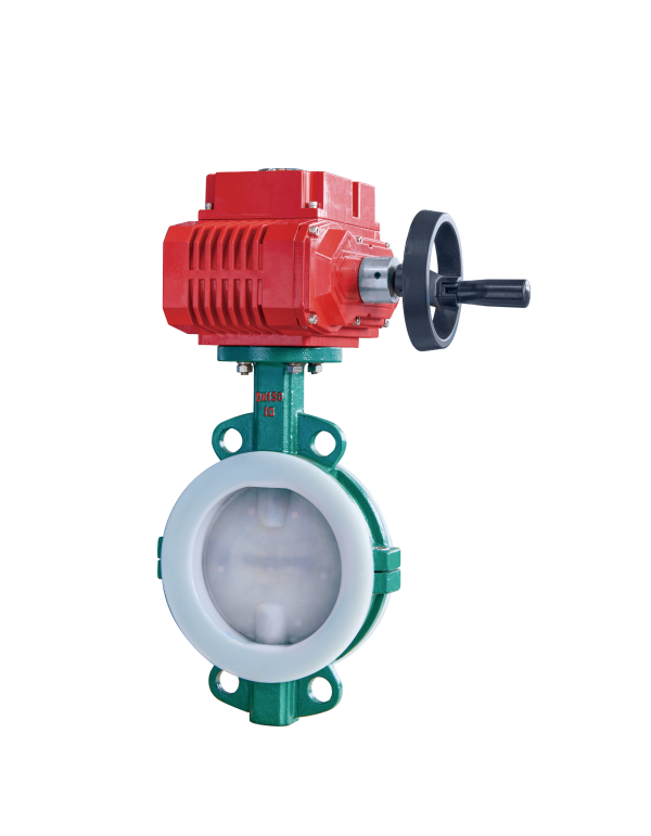 Electric Fluorine-lined Butterfly Valve, Wafer Type with Handwheel — PVPeW 2026