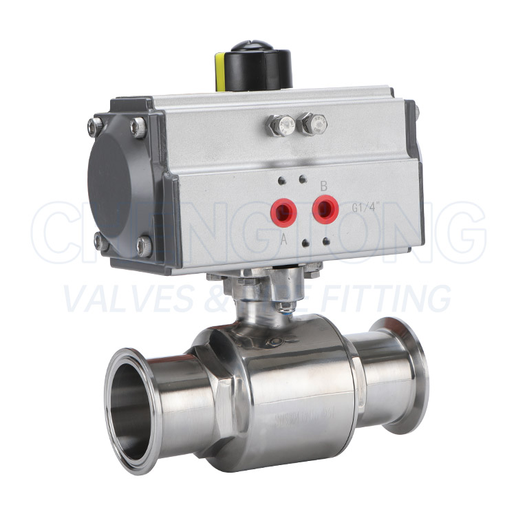 Pneumatic Sanitary Straight‑Through Ball Valve, Clamp End — PVPeW 2026